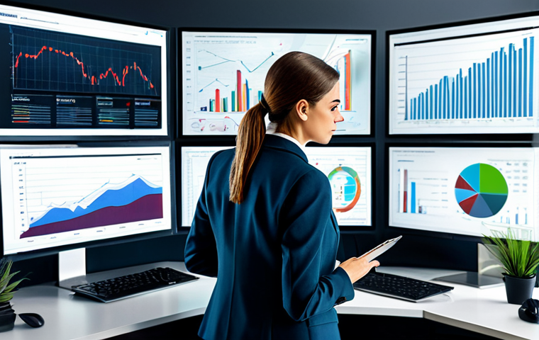 Data-Driven Decisions**

"A modern office scene with a woman in a professional business suit analyzing data dashboards on multiple screens, showcasing charts and graphs related to supply chain management, fully clothed, appropriate attire, safe for work, perfect anatomy, natural proportions, professional digital art, high quality, data-driven decision making, visual data representation, focus on insights."

**