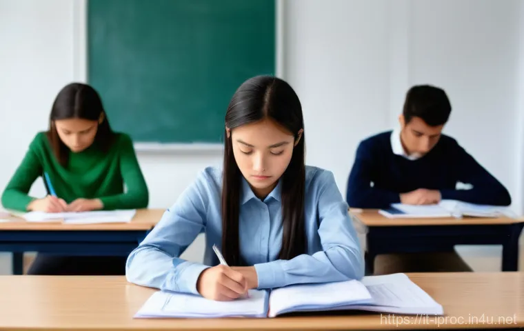 구매조달사 시험에서의 시간 관리 전략 - **Strategic Exam Preparation:** "A young, focused professional (implicitly over 15, wearing professi...