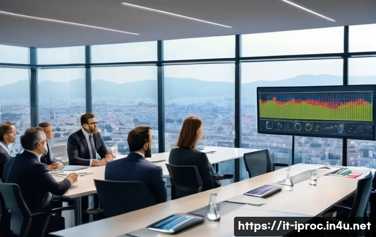 구매조달 직무의 주요 역할과 책임 - A professional business meeting scene in a modern Italian office, showcasing a diverse group of proc...